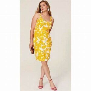 TRINA TURK Zile Floral Ruffle Sheath Dress Marigold White Yellow Size 12 NWT